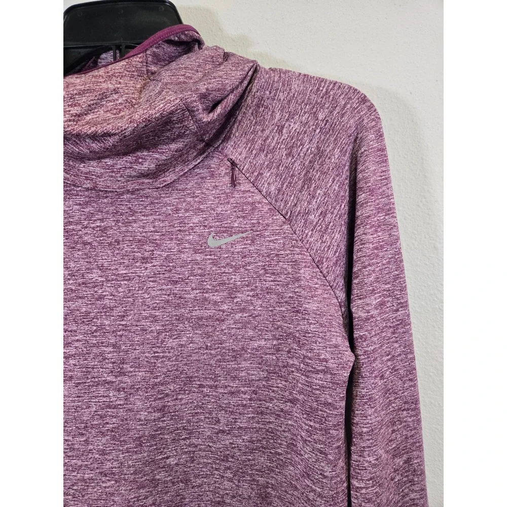 Nike Dri-Fit Running Cowl Neck Hoodie Heathered Purple Activewear Top Small